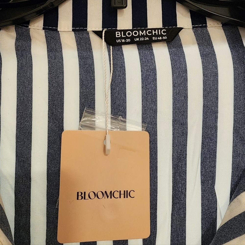 BloomChic Black and White Striped Midi Shirt Dress ,Size 18-20, NWT - Picture 4 of 8
